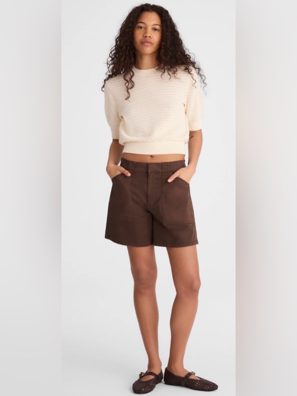 Madewell The Essex Baggy Utility Shorts Dark Brown Women’s 26 Brand New